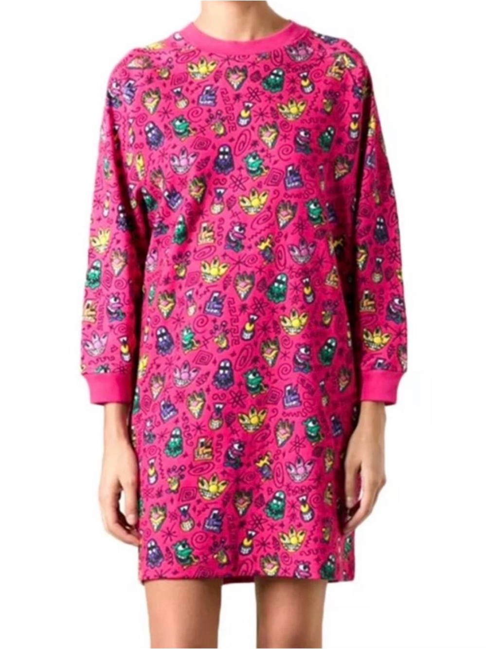 Jeremy Scott x Adidas Originals x Kenny Scharf SS14 collab graphic dress rare
